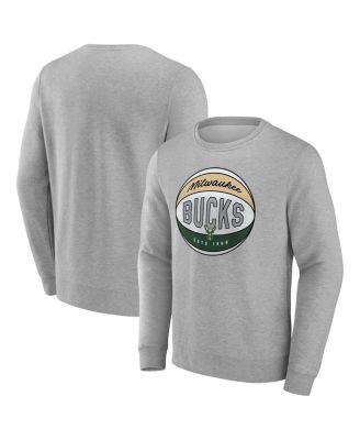 Fanatics - Men's Gray Milwaukee Bucks True Classics Hard Color Fleece Pullover Sweatshirt