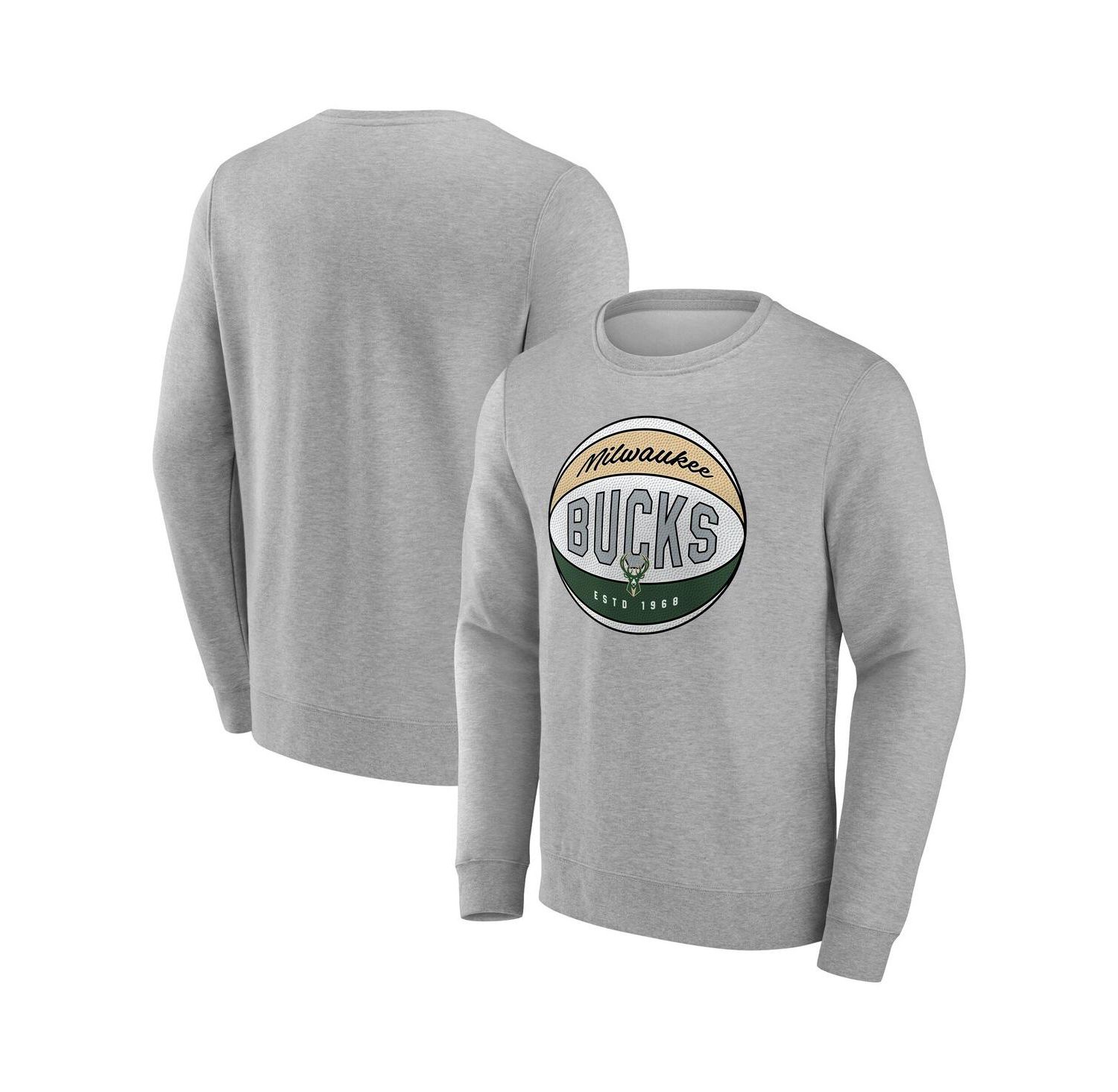 Men's Gray Milwaukee Bucks True Classics Hard Color Fleece Pullover Sweatshirt