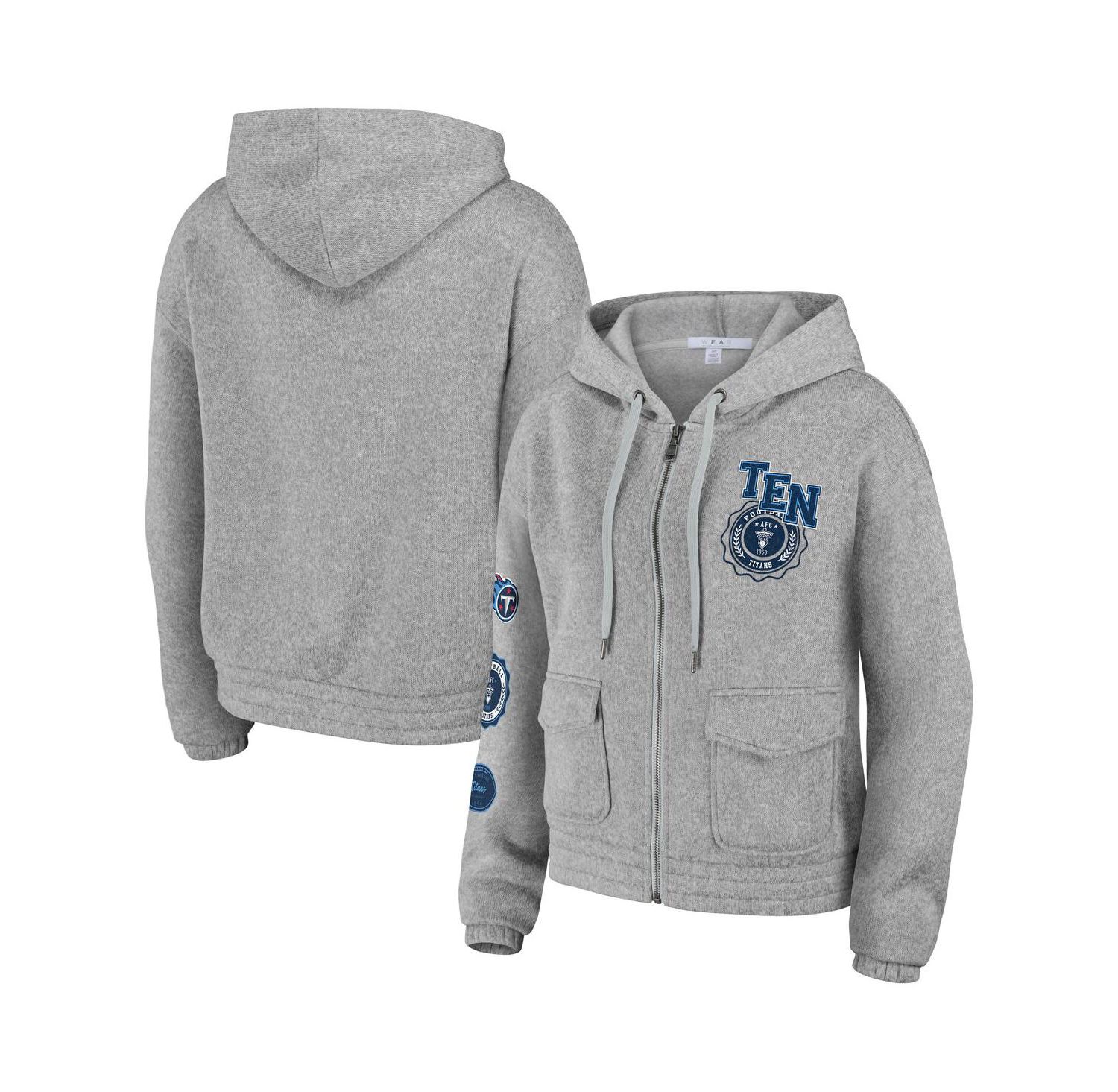 Women's Heather Gray Tennessee Titans Full-Zip Hoodie