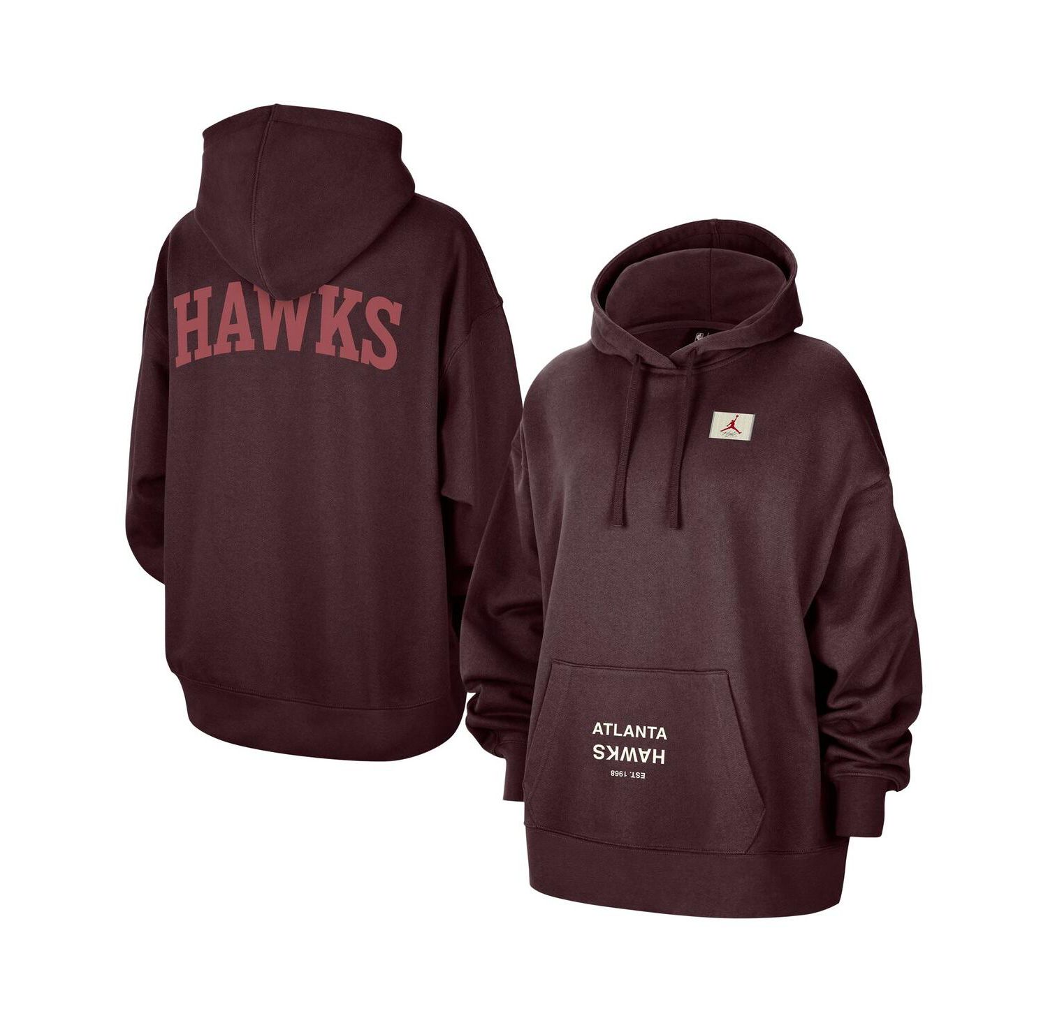 Women's Burgundy Atlanta Hawks Courtside Statement Edition Oversize Pullover Hoodie
