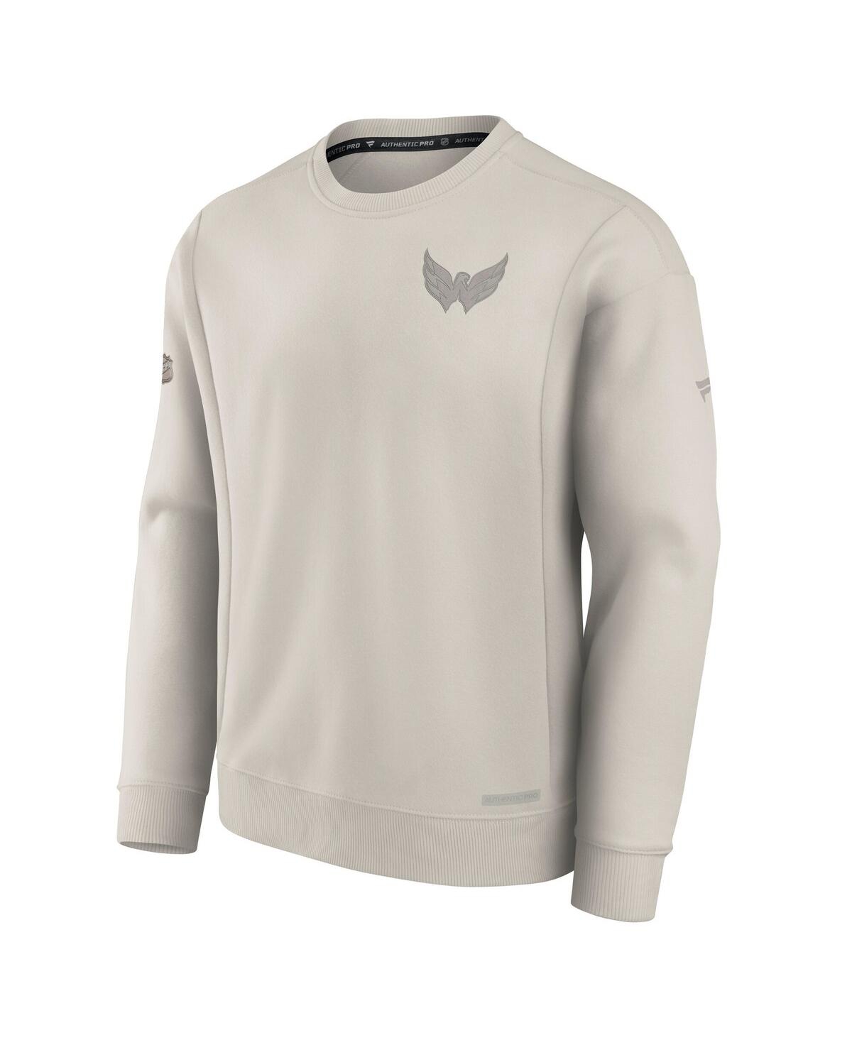 Fanatics Men's Cream Washington Capitals Authentic Pro Road Fleece Pullover Sweatshirt In White