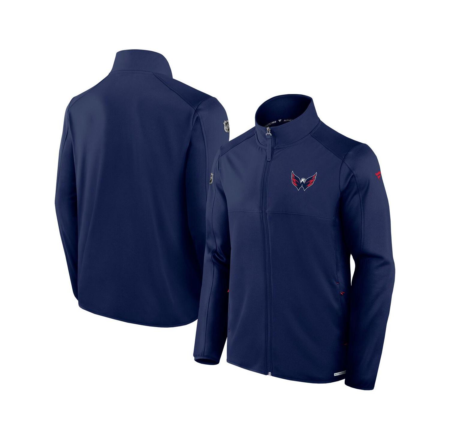 Men's Navy Washington Capitals Authentic Pro Rink Fleece Full-Zip Jacket