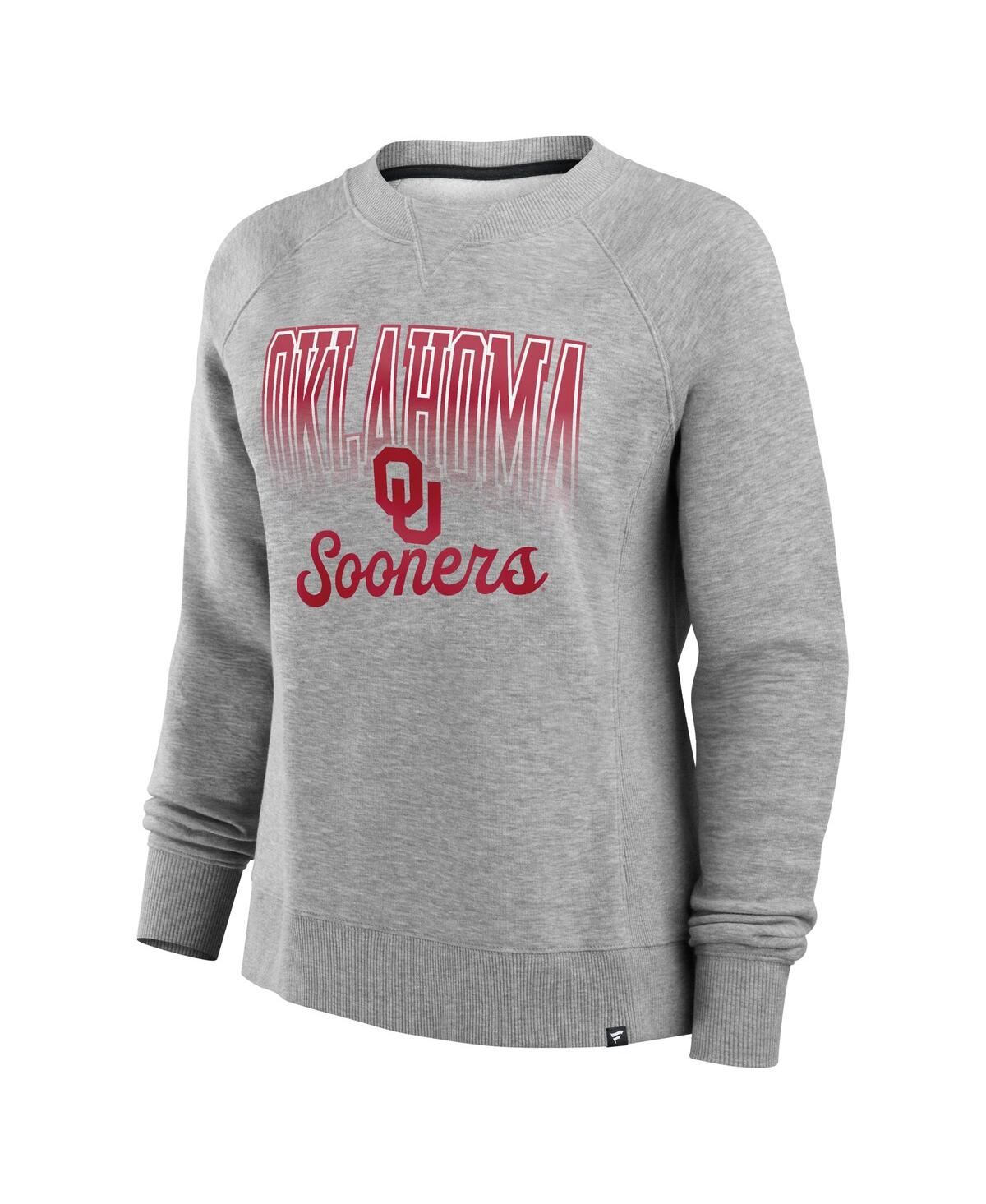 Fanatics Women's Heather Gray Oklahoma Sooners Training Camp Hit Hard Fleece Pullover Sweatshirt In Gray