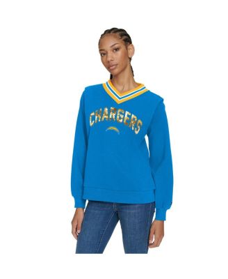 Tommy Hilfiger - Women's Powder Blue Los Angeles Chargers Alice V-Neck Pullover Sweatshirt