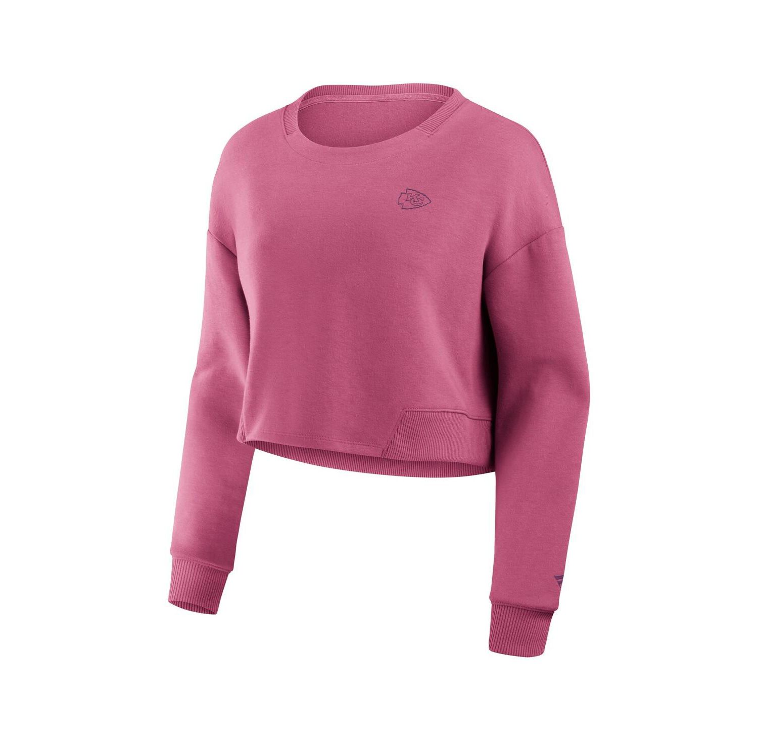 Women's Pink Kansas City Chiefs Studio Tri-Blend Cropped Pullover Sweatshirt