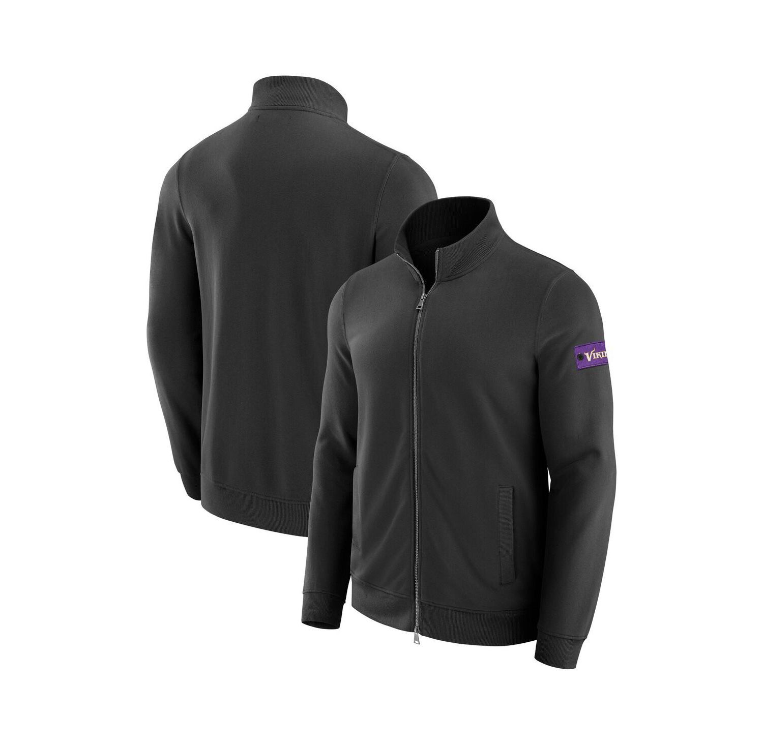 Men's Black Minnesota Vikings QB1 Full-Zip Sweatshirt