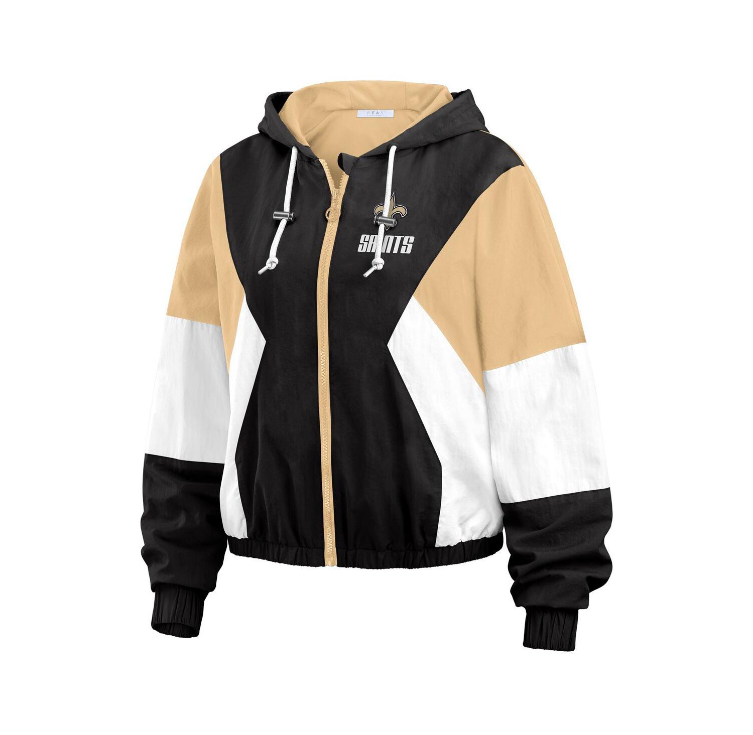 Women's Black/Brown New Orleans Saints Plus Size Color Block Full-Zip Windbreaker Jacket