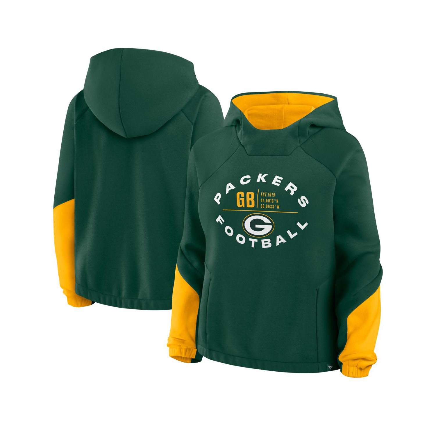 Women's Green Green Bay Packers Oversized Redzone Bubble Screen Pullover Hoodie