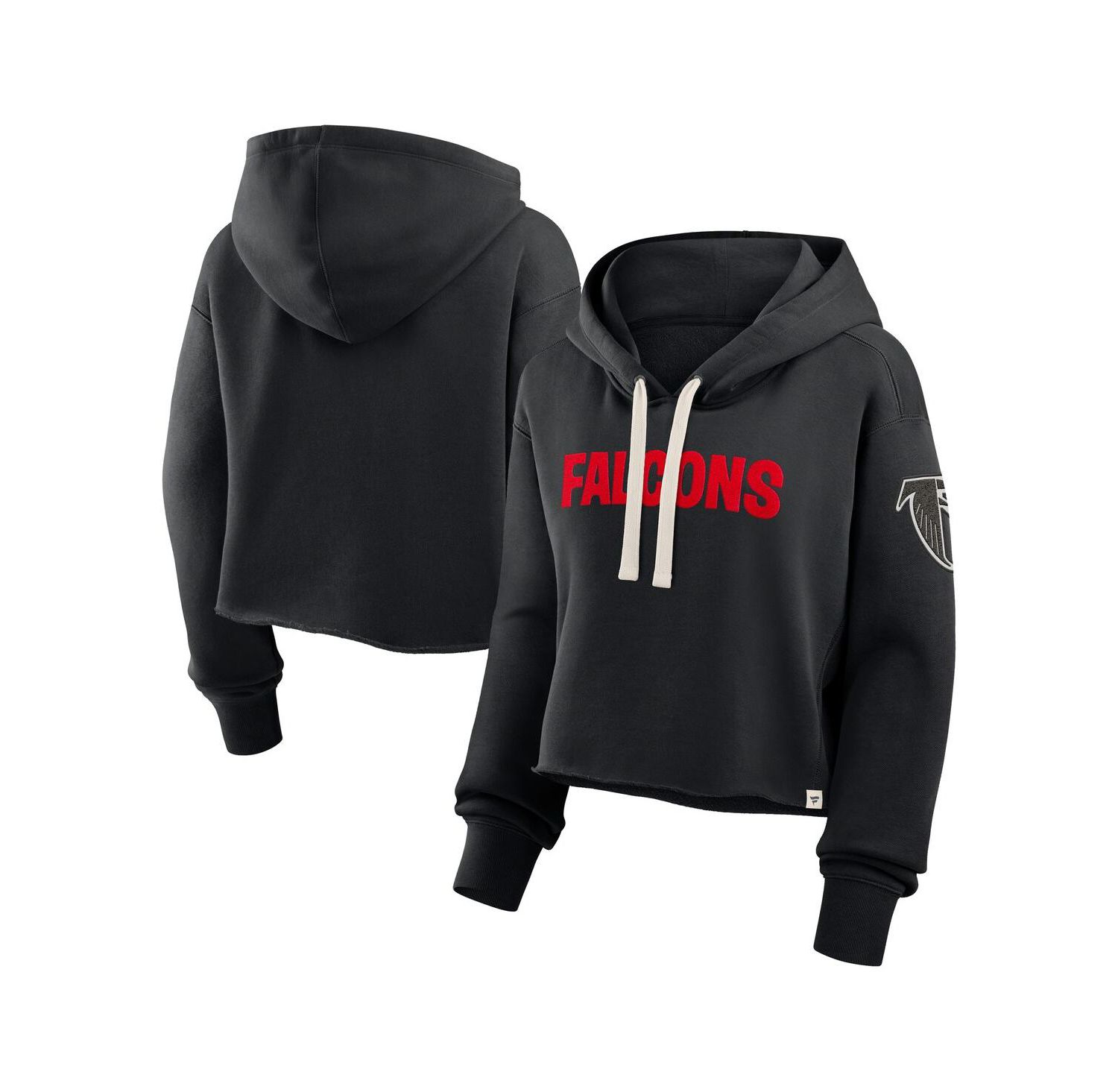 Women's Black Atlanta Falcons Oversized Hometown Heritage Cropped Hoodie