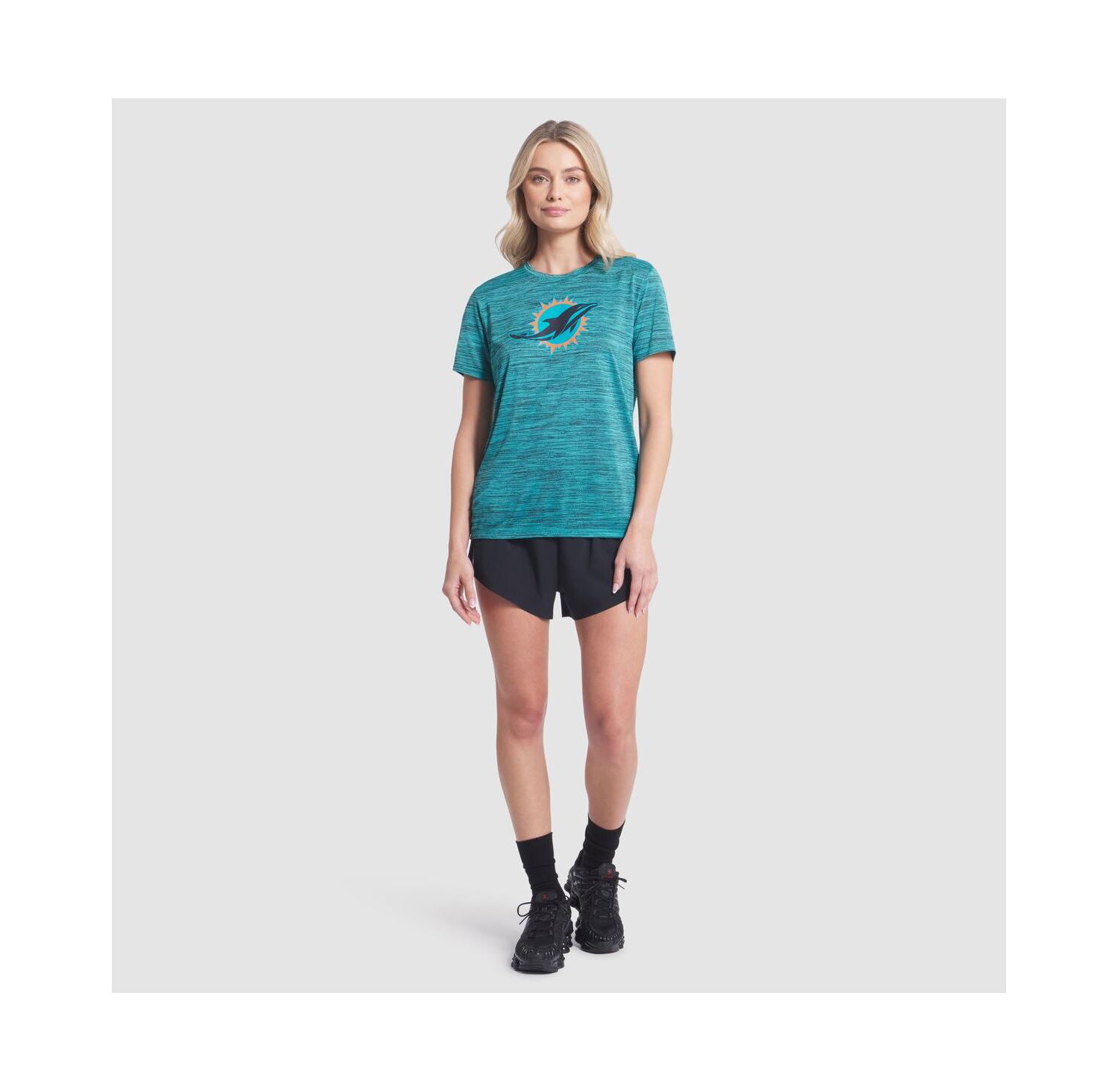 Women's Turbo Green Miami Dolphins 2025 Rivalries Collection Sideline Velocity Dri-FIT T-Shirt