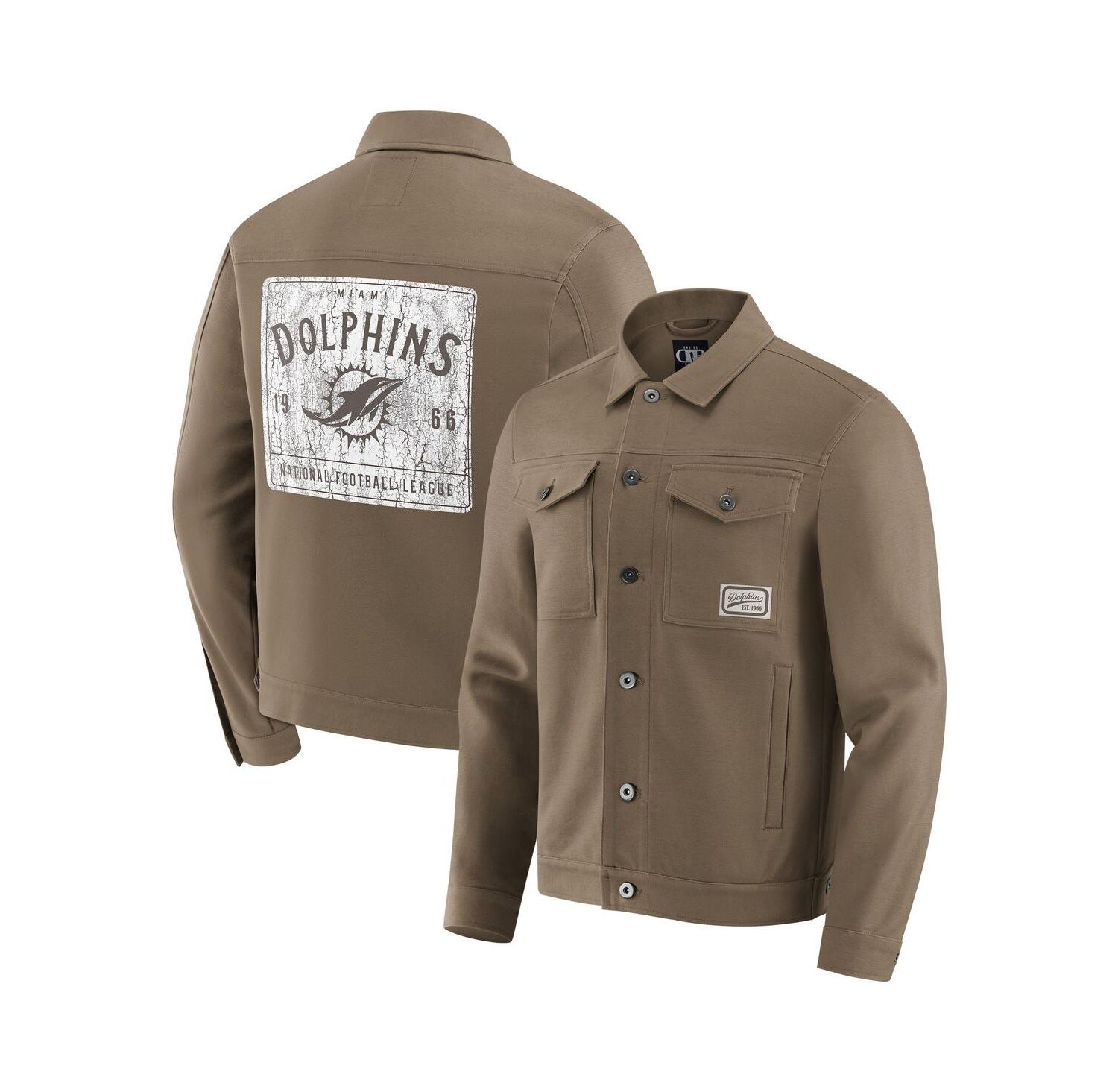 Darius Rucker Collection by x NFL Men's Tan Miami Dolphins Trucker Full-Button Jacket