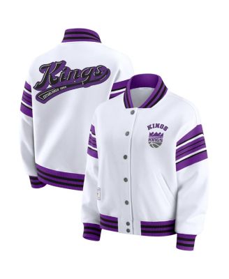 WEAR by Erin Andrews - Women's White Sacramento Kings Snap Front Fleece Sweatshirt