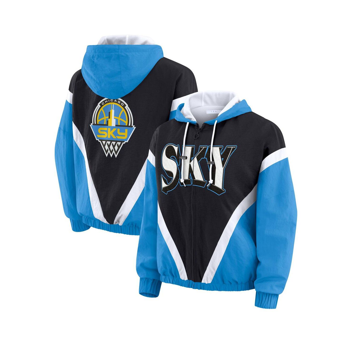 Women's Blue/Black Chicago Sky Color Block Full-Zip Hoodie Windbreaker Jacket