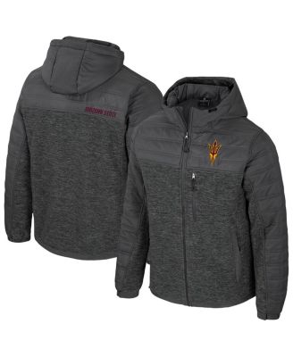 Colosseum - Men's Charcoal Arizona State Sun Devils Nightman Full-Zip Hoodie Puffer Jacket