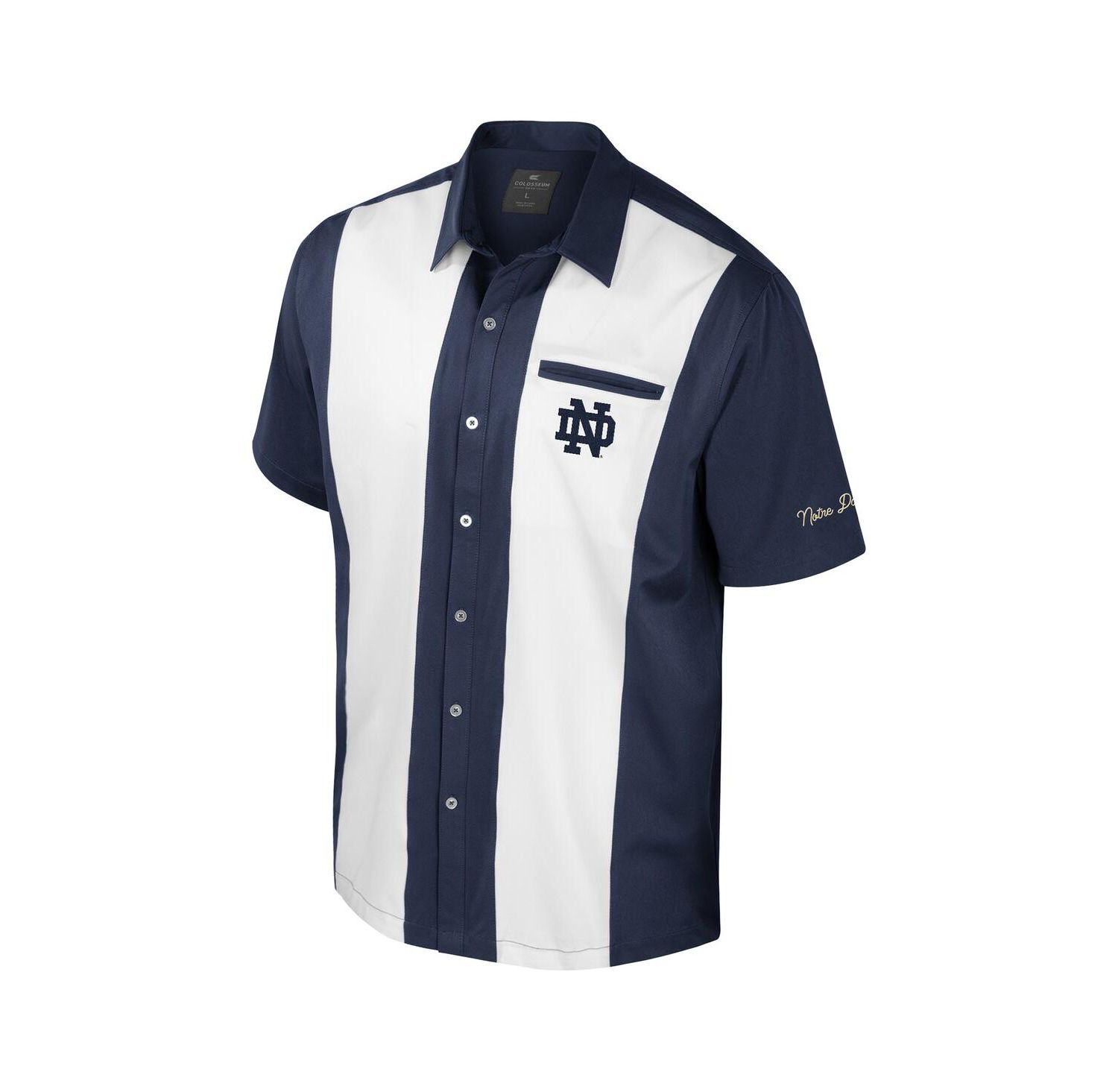 Men's Navy Notre Dame Fighting Irish Strike Bowling Button-Up Shirt