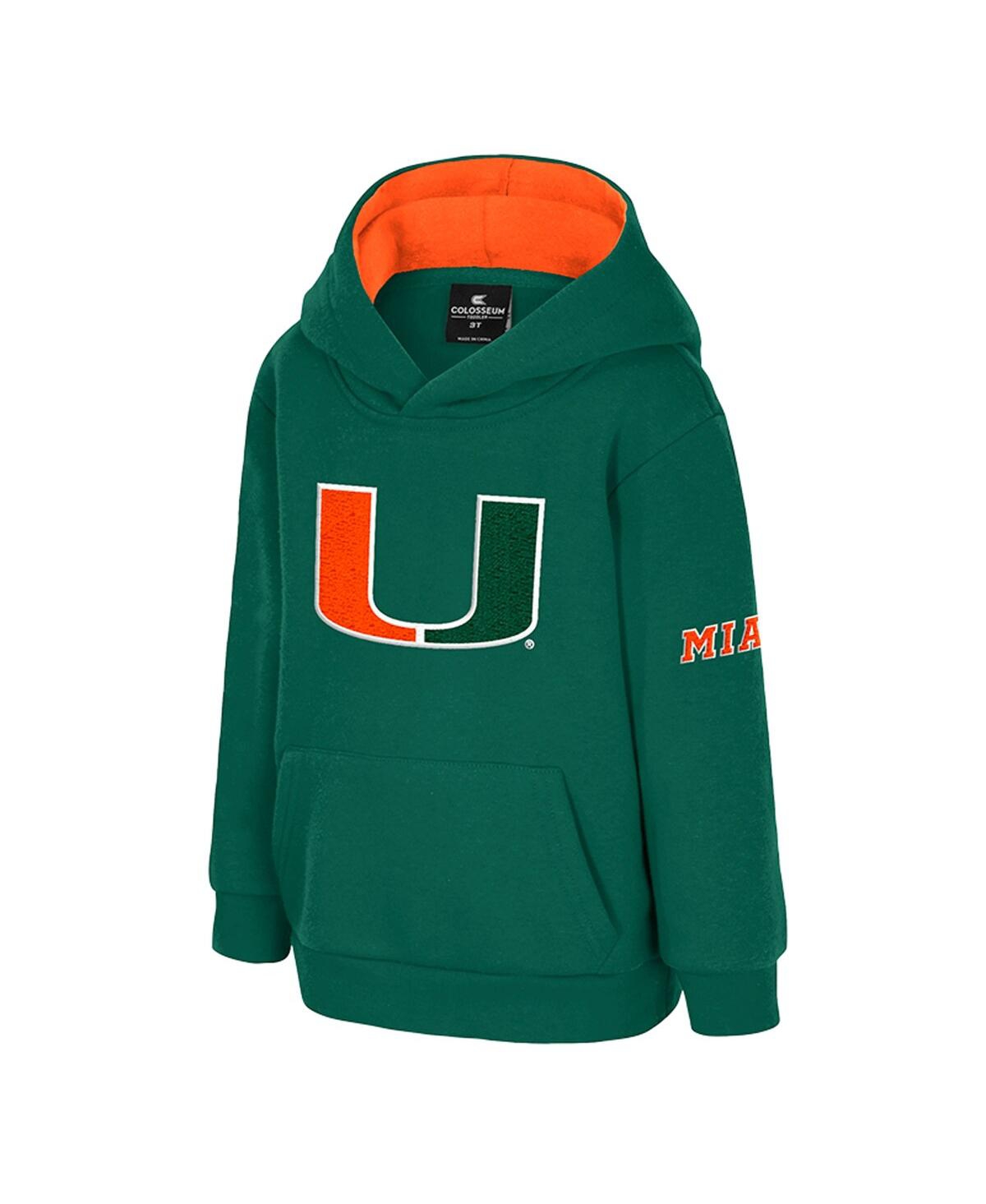 Colosseum Toddler Green Miami Hurricanes Big Logo Volume Fleece Pullover Hoodie In Green