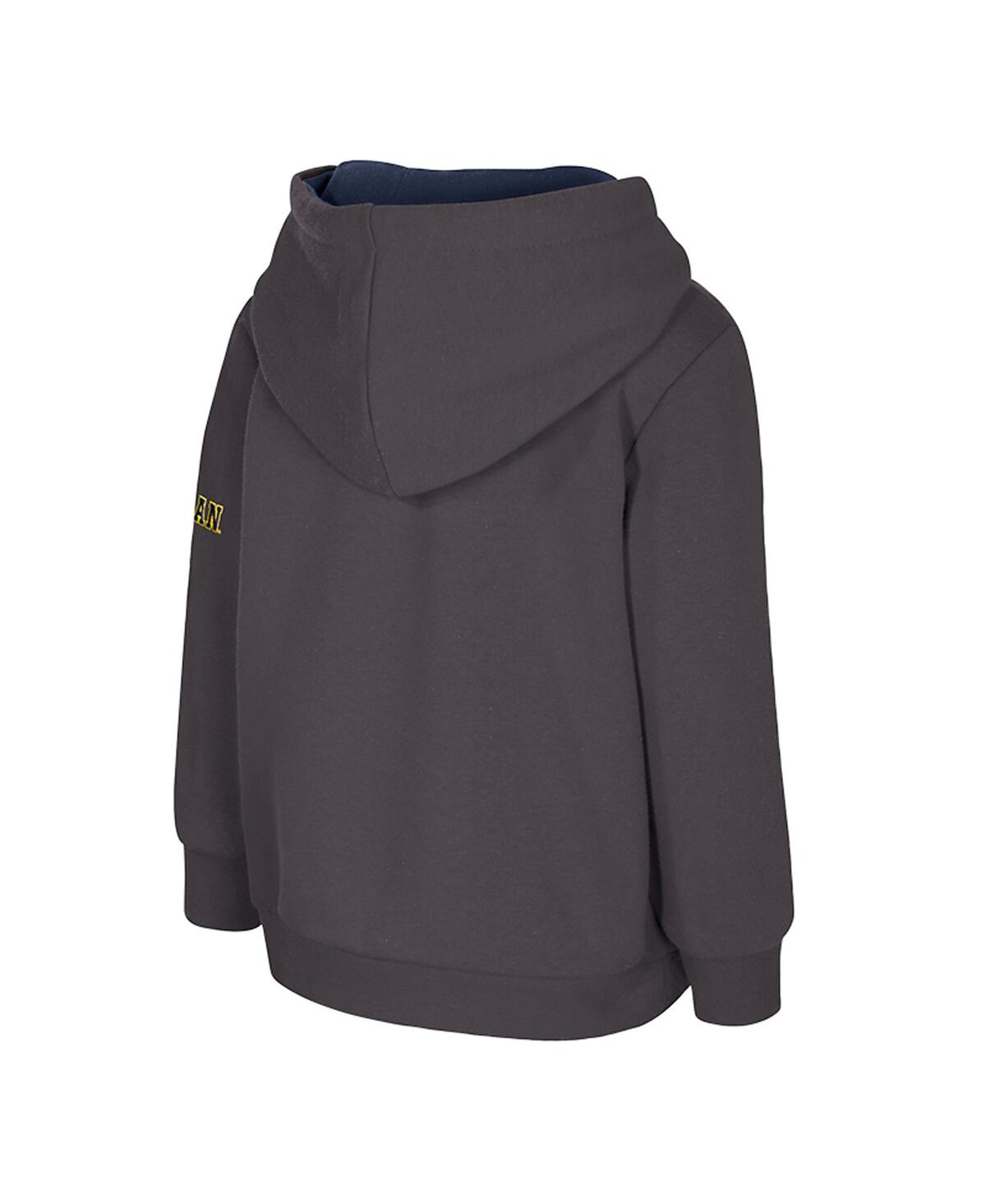 Colosseum Toddler Charcoal Michigan Wolverines Big Logo Volume Fleece Pullover Hoodie In Black