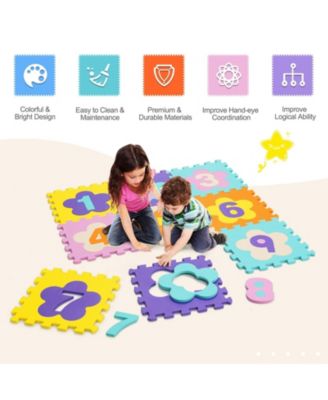 75 Piece Baby Foam Interlocking Play Mat with Fence and Detachable Numbers