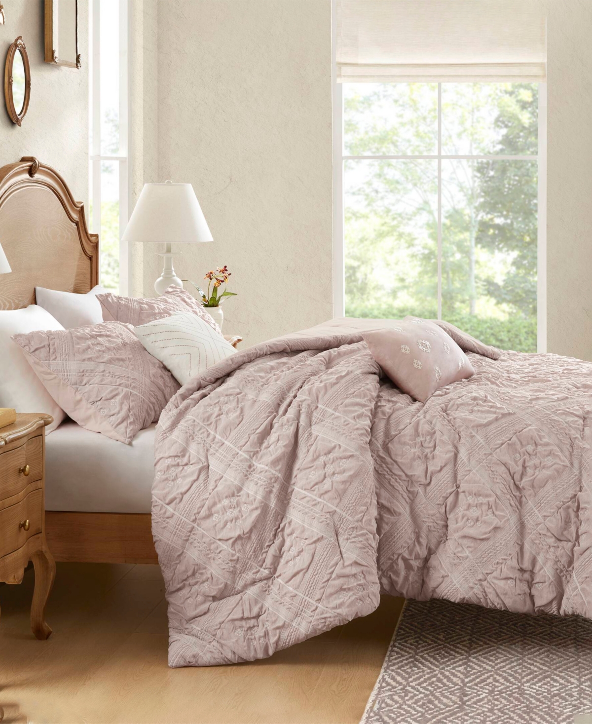 Madison Park Mona Sculpted Jacquard 5-pc. Comforter Set, King In Pink