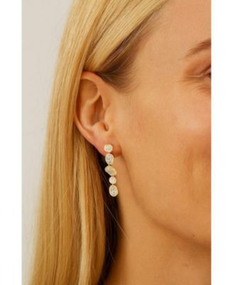 18K Gold-Plated Bezel Set Multi-Shape CZ Drop Earrings