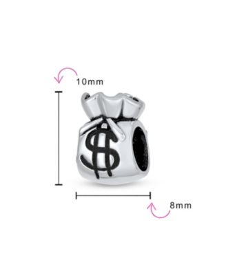 Set of 2 Good Luck Money Bag Charm Bead Sterling Silver for European Bracelet