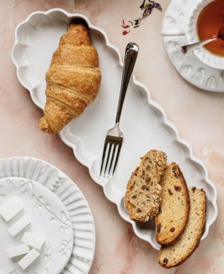 Incanto Stone White Ruffle Oval Tray