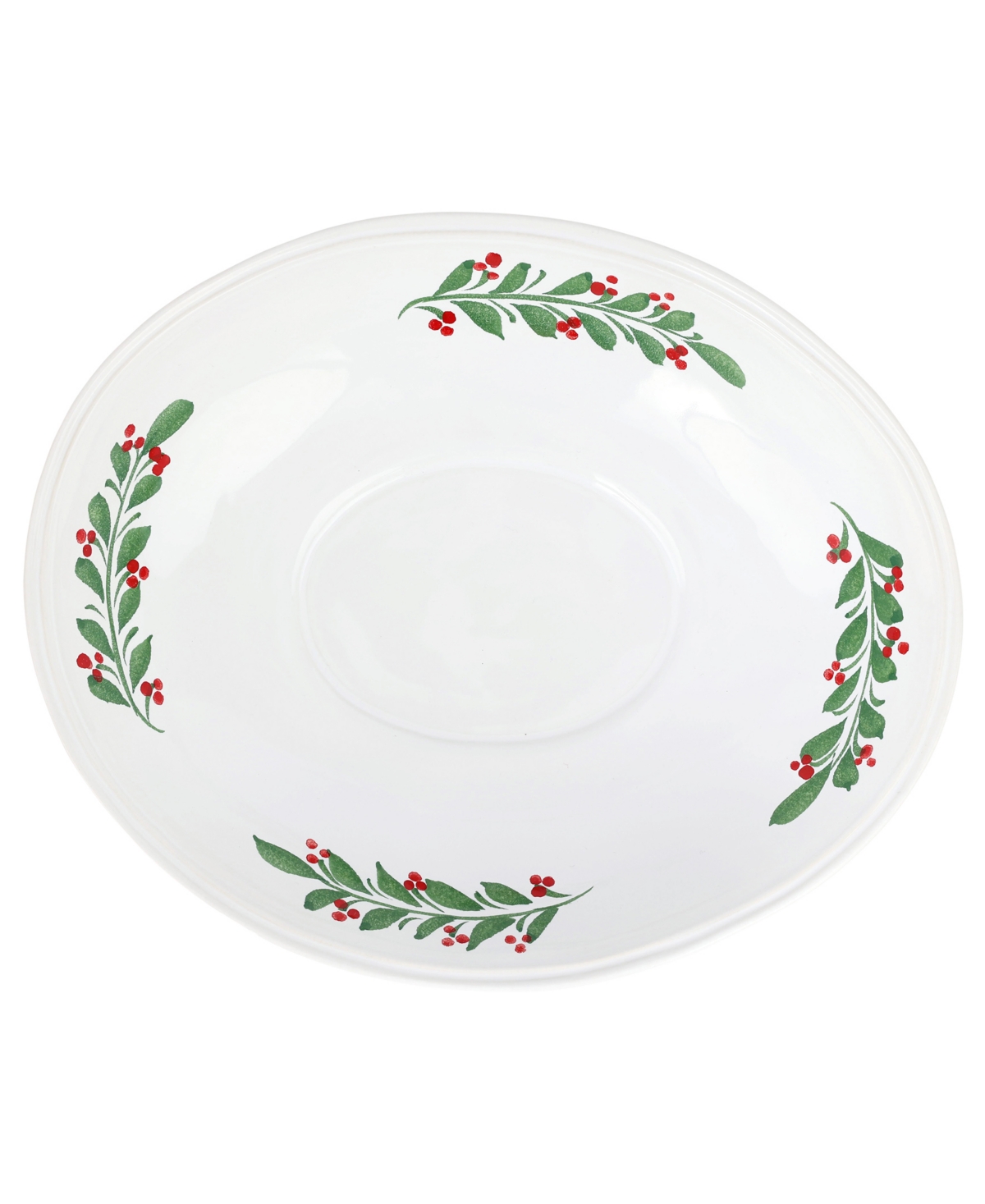 Vietri Aria Holiday Shallow Oval Bowl In White