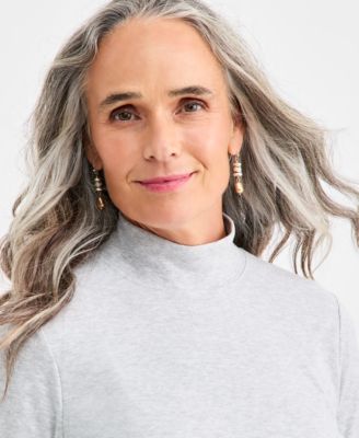 Women's Cotton Mock-Neck Long-Sleeve Tee