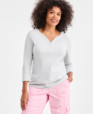 Women's Cotton 3/4-Sleeve Henley Tee