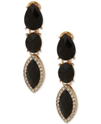 Glass Stone Gold-Tone Linear Earrings