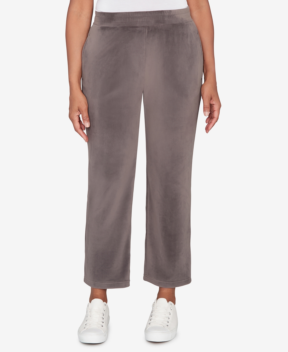 Alfred Dunner Calm Luxe Double Knit Average Length Pant In Gray