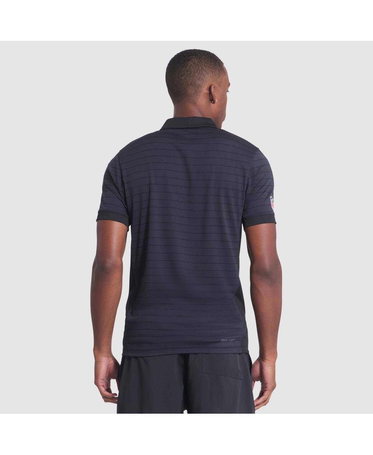 Nike Men's Pitch Blue Miami Dolphins 2025 Rivalries Collection Sideline Victory Striped Dri-fit Polo Shir In Black