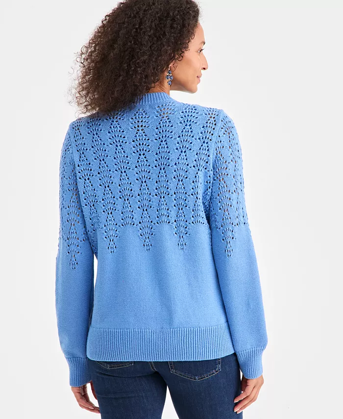 Women's Pointelle Crewneck Cardigan - thumbnail 2