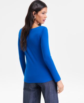 Women's Long-Sleeve Boat-Neck Knit Top, Macy's Exclusive