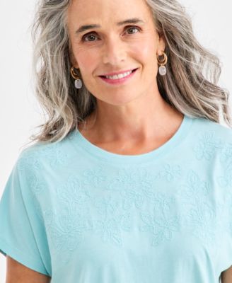 Women's Embroidered Short Sleeve Knit