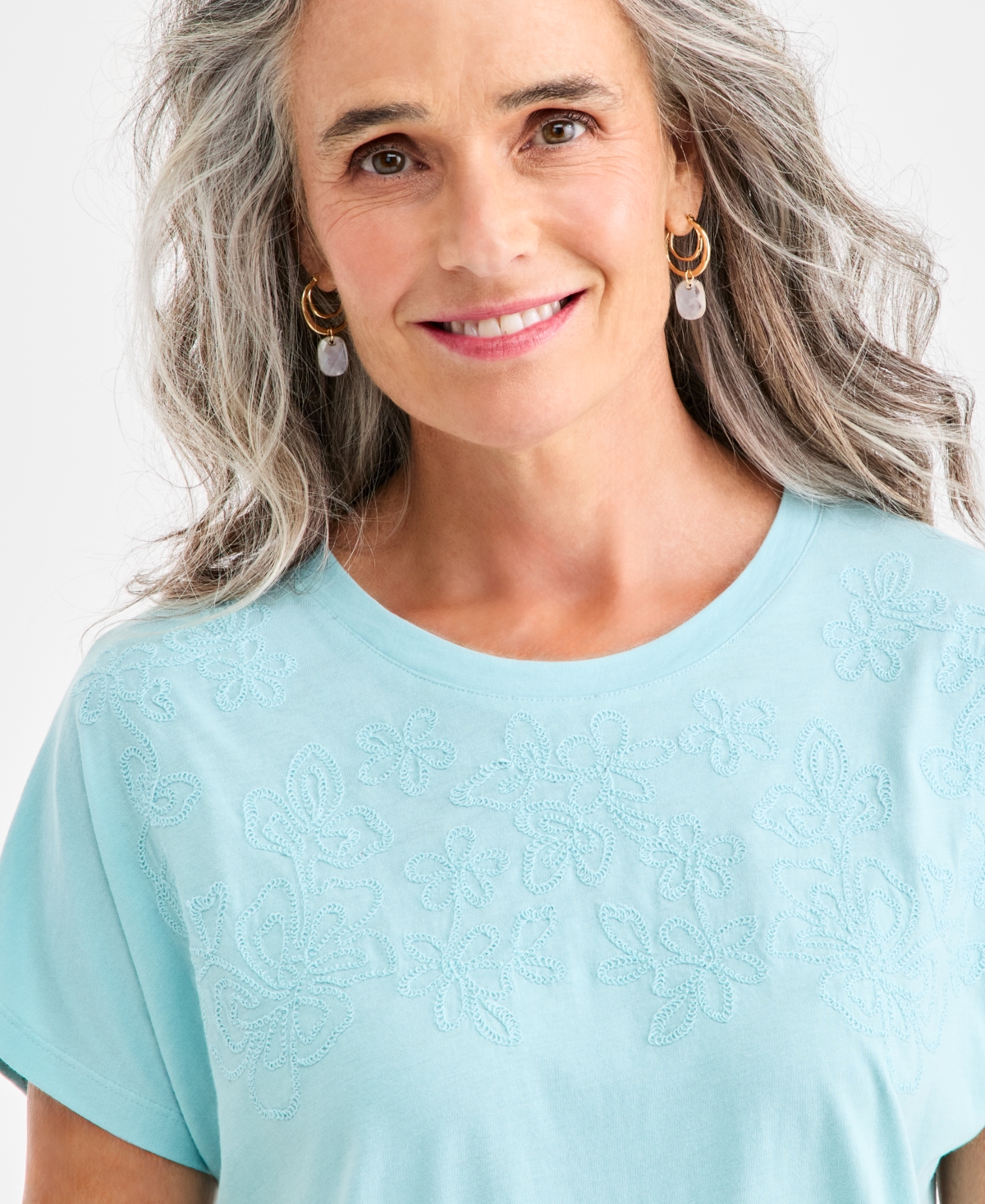 Style & Co Women's Soutache-Trim Short-Sleeve Knit T-Shirt, Macy's Exclusive