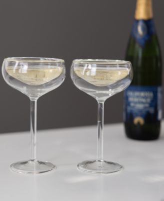 Hand-Blown Double Wall Coupe Champagne Glasses, Set of 2