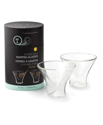 Hand-Blown Stemless Martini Glasses, Set of 2