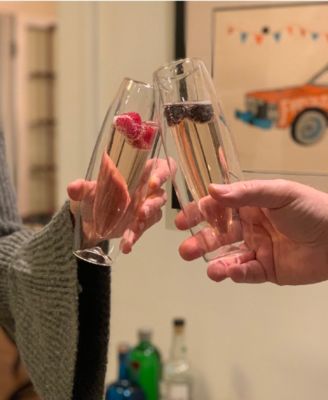 Hand-Blown Double Wall Champagne Flute Glasses, Set of 2