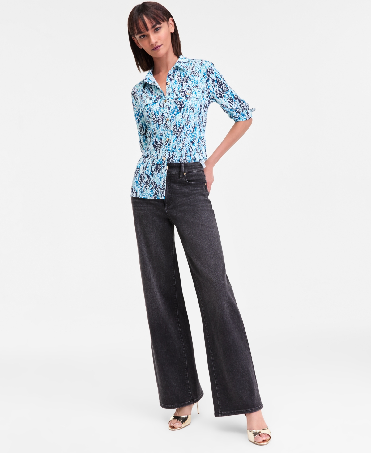 I.n.c. International Concepts Women's Printed Utility Top, Macy's Exclusive