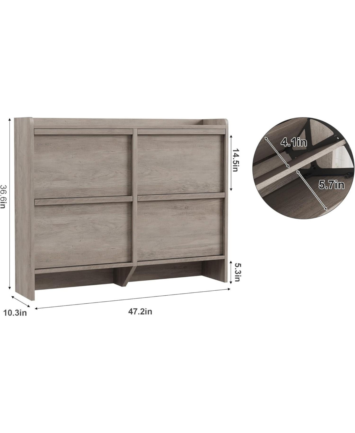 Shoe Cabinet with 4 Flip Drawers, Wooden Shoe Organizer with Adjustable Shelf, Shoe Storage for Entryway