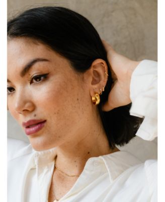 Stride Hoops, 18k Gold Plated