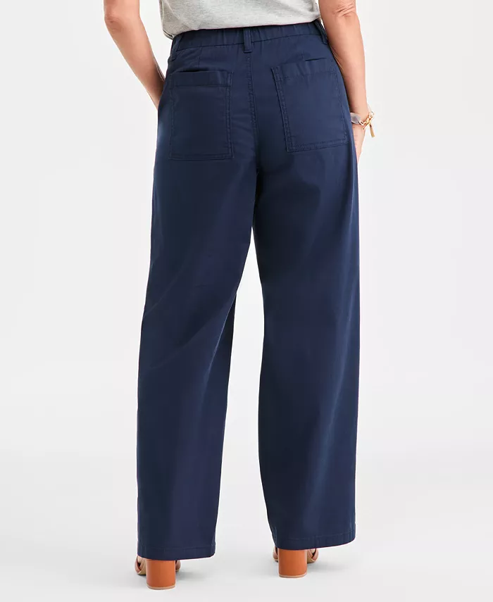 Women's Cotton-Blend Pleated-Front Pants - thumbnail 3