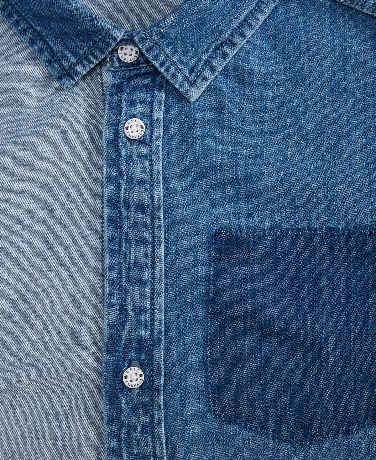 Epic Threads Boys 5-20 Harvey Color Blocked Long-Sleeve Cotton Denim Shirt, Macy's Exclusive