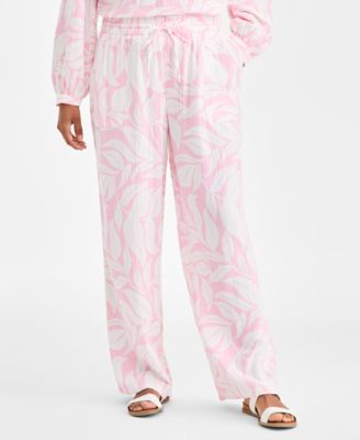 Women's Printed Cotton Gauze Pull-On Pants