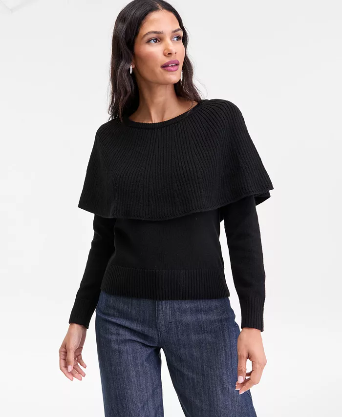 Women's Long Sleeve Cape Sweater - thumbnail 9