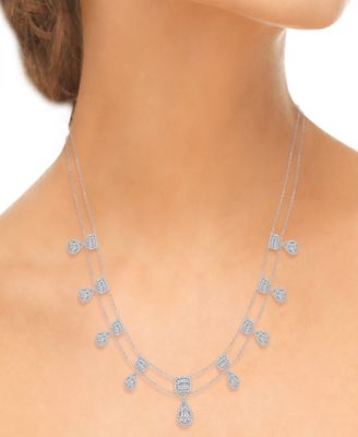 Diamond Round & Baguette Necklace (3-1/2 ct. t.w.) in 14K White Gold.