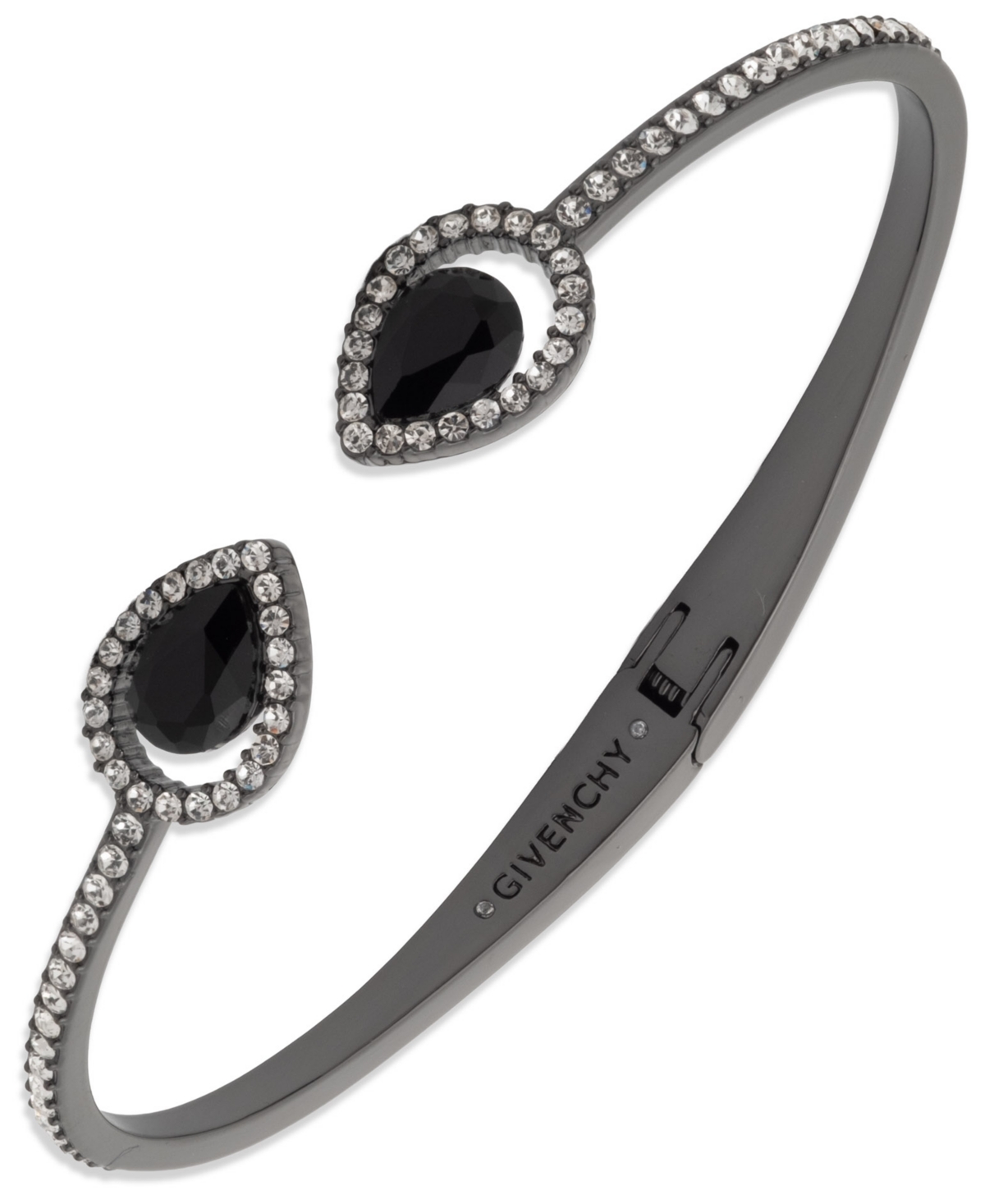 Givenchy Rhodium Glass Stone Silver-Tone Pear Cuff Bracelet