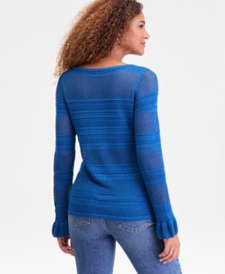 Women's Ruffled Pointelle Sweater, Macy's Exclusive