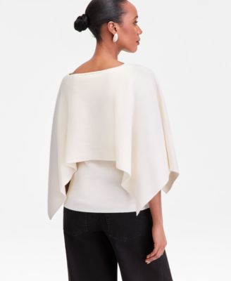 Women's Asymmetrical Cape Overlay Sweater, Macy's Exclusive
